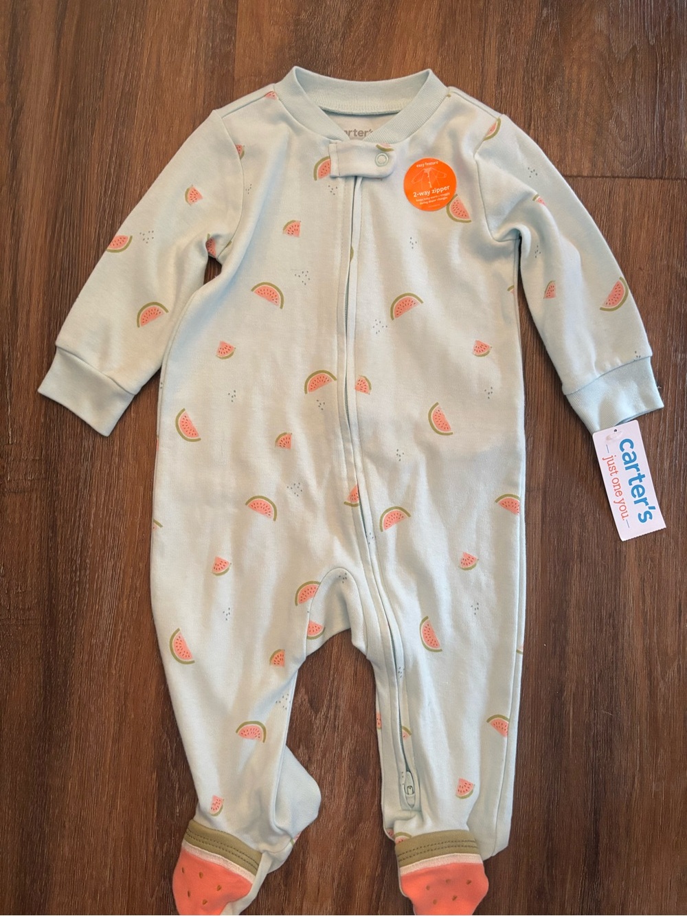 Carter's Mint Watermelon Print Footed One-Piece 6m